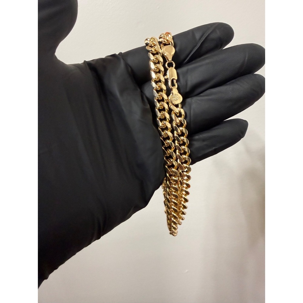 big cuban tight knit chain necklace 18k gold layered 24 inch 8.5mm lobster clasp - Picture 5 of 7